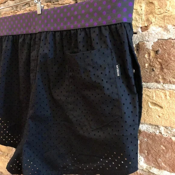 SEOBEAN MENS BLACK MESH SHORTS SIDE SPLITS WITH SNAPS ATHLETIC BEACH TRUNKS - Picture 12 of 14